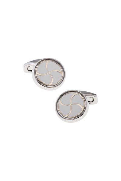 Запонки круглые с золотистым узором - 260143 от  