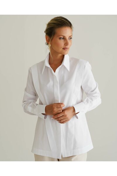 Женская рубашка белая из фактурного хлопка 8817 от byME 