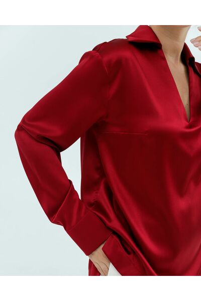 Женская рубашка из шёлка в красном цвете 8825 от byME 