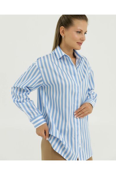 Рубашка хлопковая в голубую полоску 8901 от byME 
