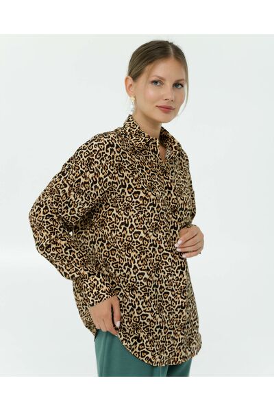 Рубашка шелковая принт леопард 8906 от byME 