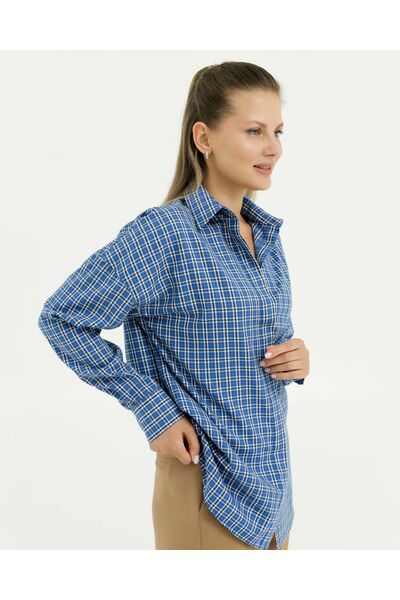 Рубашка бамбуковая в синюю клетку 8909 от byME 