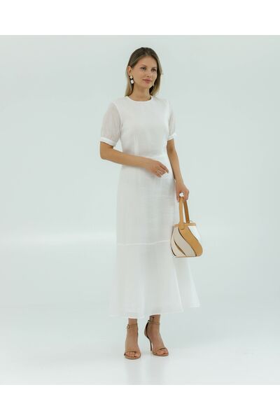 Платье женское белое из крапивы-025002-white от LW 