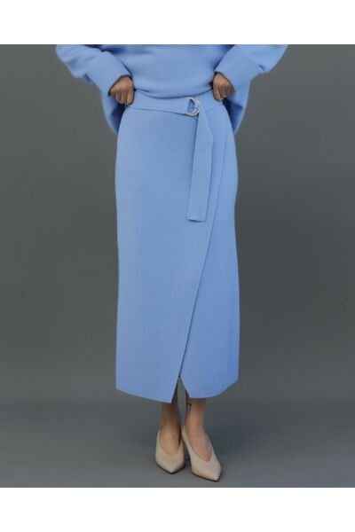 Юбка из шерсти с ангорой в васильковом  цвете от byME 