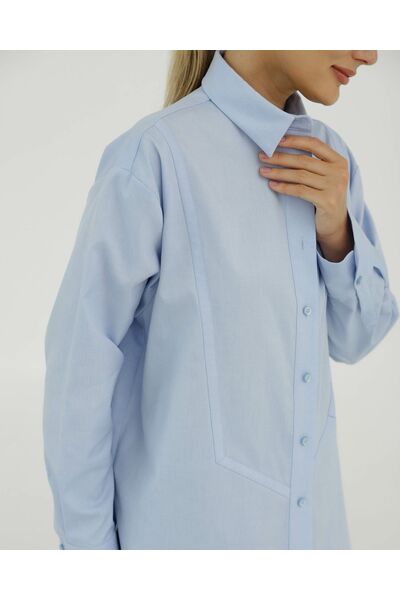 Рубашка хлопковая голубая с манишкой 8925 от byME 