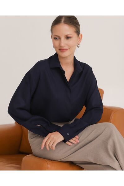 Рубашка из бамбука синяя - 8952 от byME 