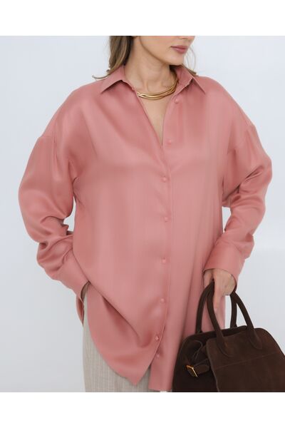 Женская рубашка из тенсела пыльная роза 8982 от byME 