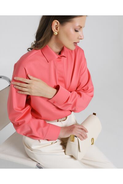 Женская рубашка из бамбука в розовом цвете-8972 от byME 