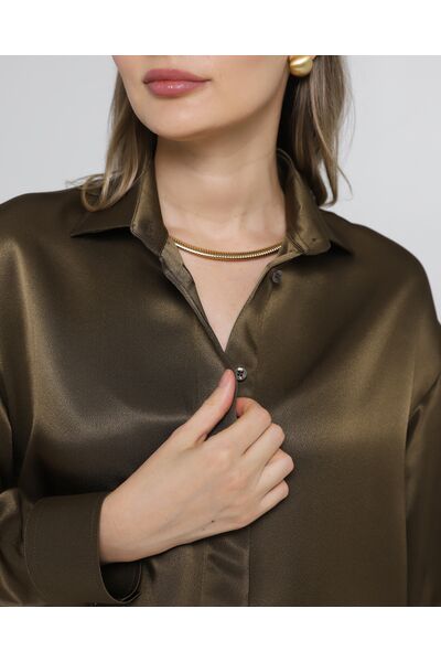 Женская рубашка и вискозы коричневая 8976 от byME 