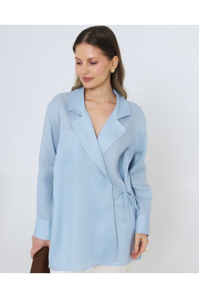Женская рубашка изо льна голубая 8979 от byME 