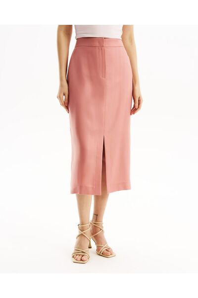 Юбка розовая с разрезом спереди из тенсела SK2-1000 от byME 