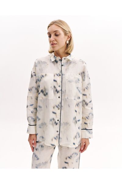 Женская рубашка изо льна экрю-5224 от  