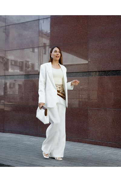 Женские брюки изо льна белые-MS5311 от  