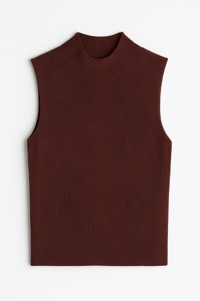 Топ из шерсти мериноса тонкой вязки и шелка Mulberry коричневый-02B2430-brown от ByME 
