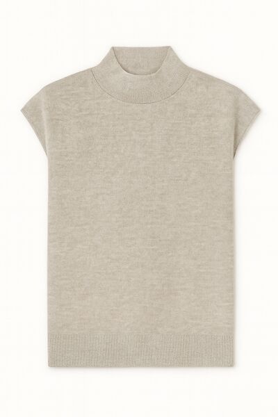 Топ из шерсти мериноса тонкой вязки и шелка Mulberry светло-серый от byME 