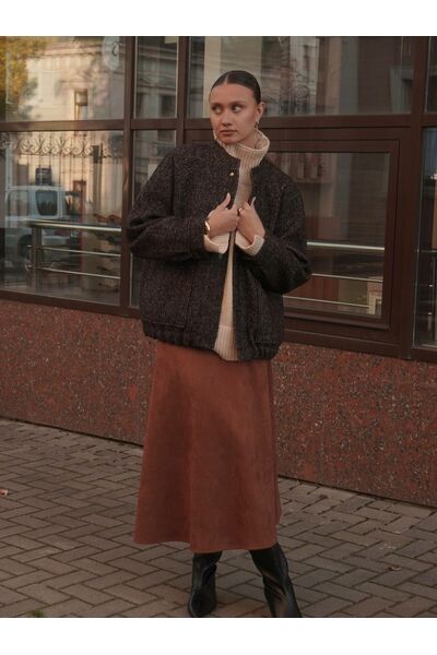 Бомбер из шерсти и мохера цвет шоколадный A102 Savona от Doroteya 