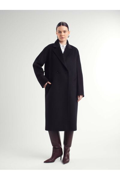 Пальто из шерсти мериноса цвет черный -S1919 от Doroteya 