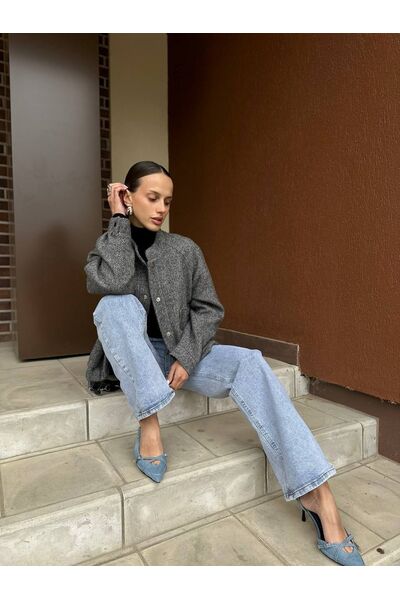 Бомбер из шерсти и мохера цвет серый-A102 от Doroteya 