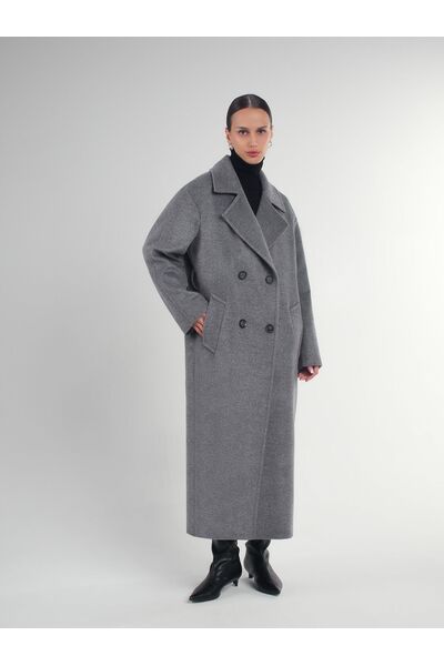 Пальто из шерсти и кашемира  Ворс Parma  цвет серый меланж  -A087 от Doroteya 