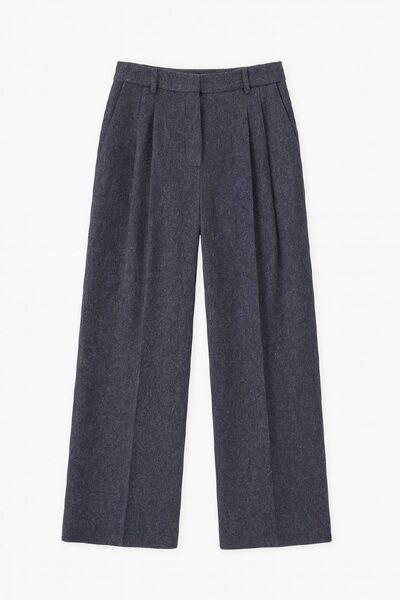 Брюки широкого кроя из шерсти  тёмно-синие от  