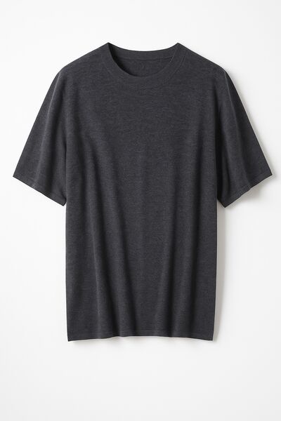 Джемпер темно серый  с коротким руковом из шерсти мериноса-JFB02 от byME 