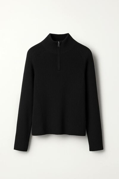 Джемпер черный из шерсти мериноса-30W3329 от byME 