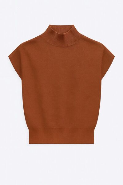Топ из шерсти мериноса тонкой вязки и шелка Mulberry терракотовый от byME 