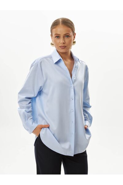 Женская рубашка голубая-9040 от byME 
