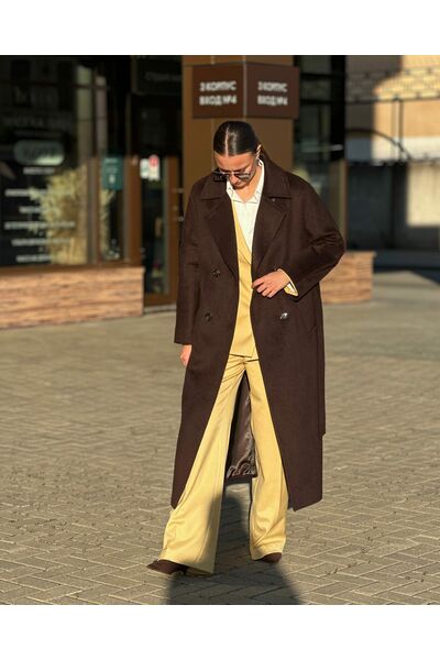 Пальто из шерсти Мериноса цвет шоколад -A087 от Doroteya 