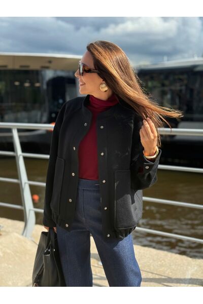 Бомбер из мериноса цвет: Черный-A102 от Doroteya 