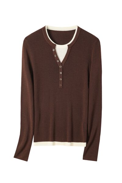 Джемпер коричневый из шерсти мериноса-JFS07 от ByME 