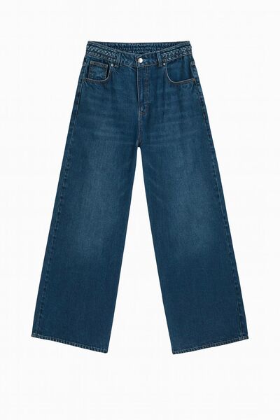 Женские джинсы 86372-802 деним темно-синий плетеный пояс от byME 