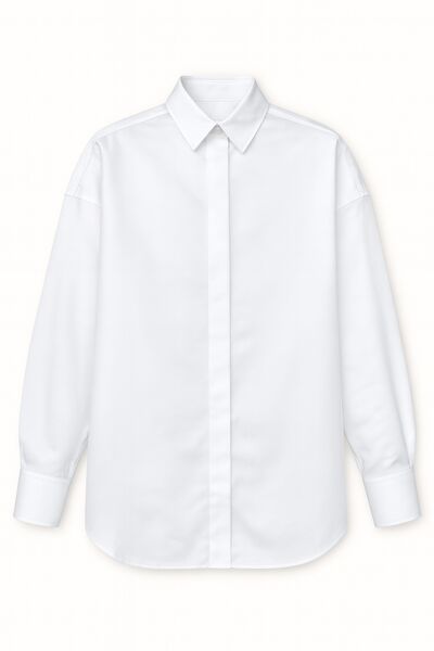 Женская рубашка белая оверсайз из хлопка 9035 от byME 