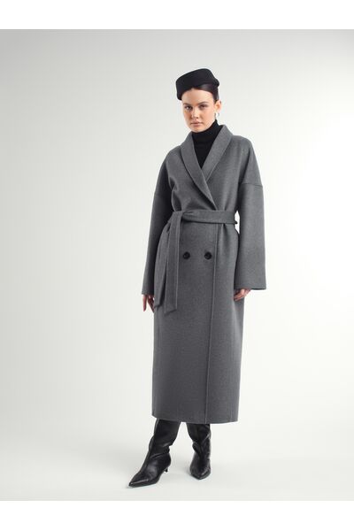Пальто из шерсти мериноса серое A093 от Doroteya 
