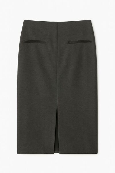 Юбка с разрезом спереди графит с добавлением шерсти SK4-1006 от byME 