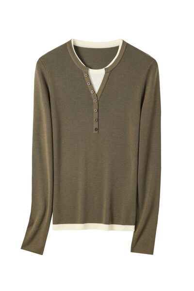 Джемпер оливковый из шерсти мериноса-JFS07 от byME 