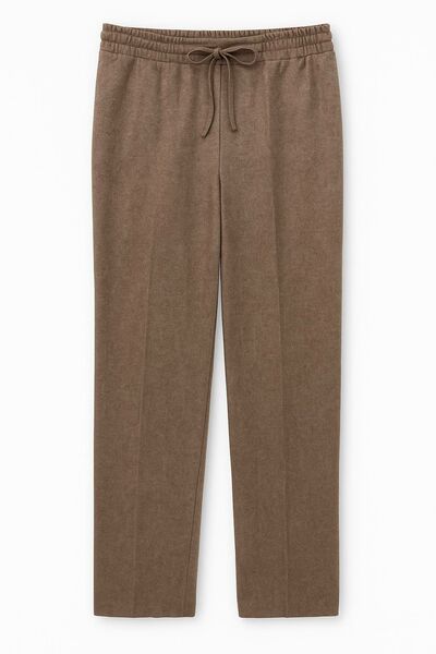 Брюки коричневые с добавлением шерсти-5314 от  