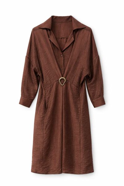 Платье из тенсела шоколадное Y265624 от  