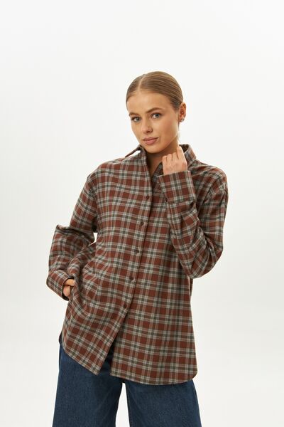 Женская рубашка в клетку фланелевая 9069 от byME 