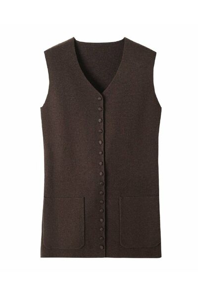 Жилет коричневый с шерстью мериноса -KK527 от byME 