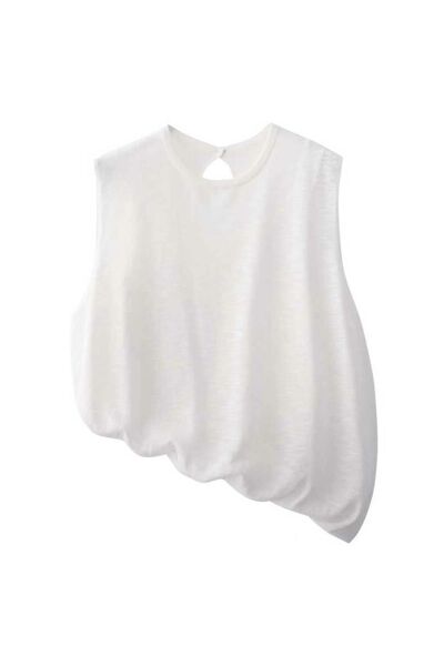 Топ белый из вискозы-ZJ3372-white от byME 