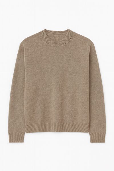 Джемпер из кашемира и шёлка цвета кофе с молоком - 8299-coffee от byME 