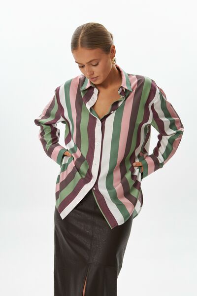 Женская рубашка в полоску из лиоцелла 9048 от byME 