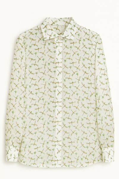 Женская рубашка с универсальным манжетом из крапивы принт стрекозы-9020 от byME 