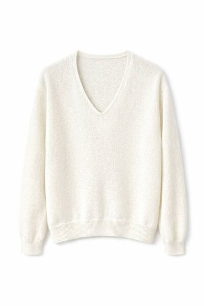 Джемпер с V-образным вырезом из кашемира белый-82047 от byME 