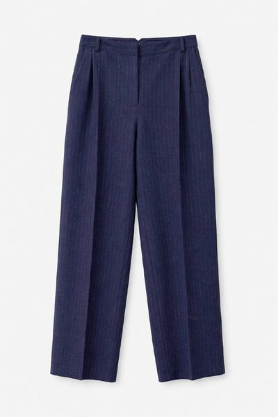 Женские брюки из шерсти синие в полоску TR018-1008 от byME 