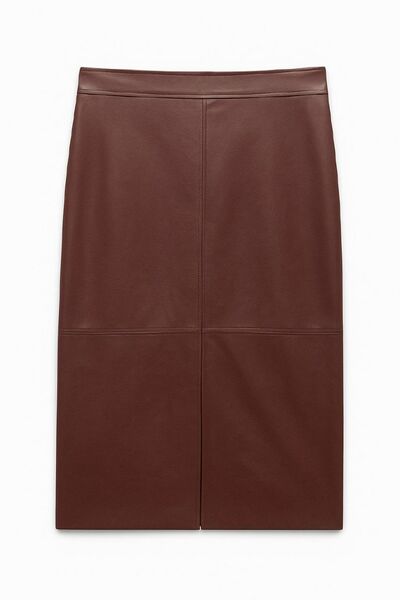 Юбка из экокожи цвета бордо SK-035018-1 от byME 
