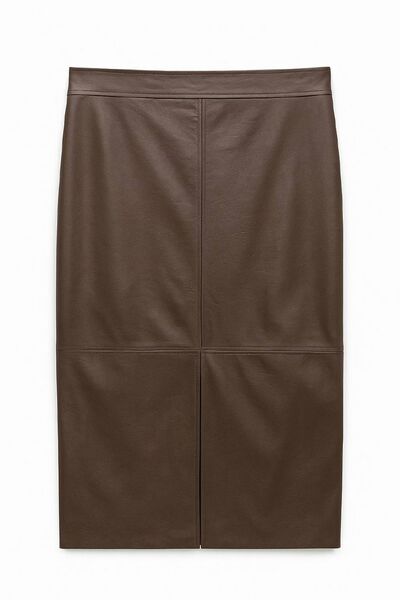Юбка из экокожи коричневая SK-035018-2 от byME 