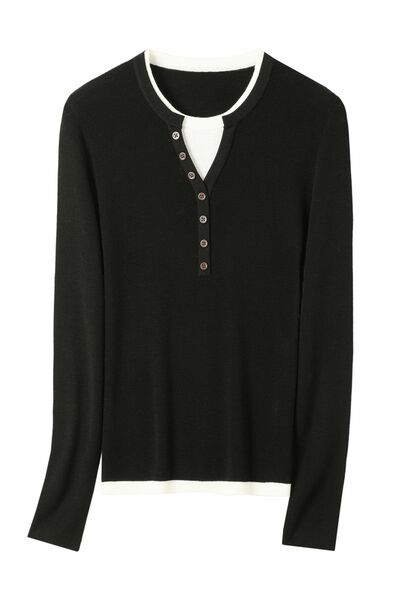 Джемпер черный из шерсти мериноса-JFS07 от byME 