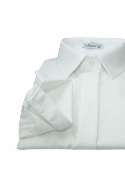 Женская рубашка полуприталенная под пуговицы с супатной застежкой-7657 от DoubleCuff 